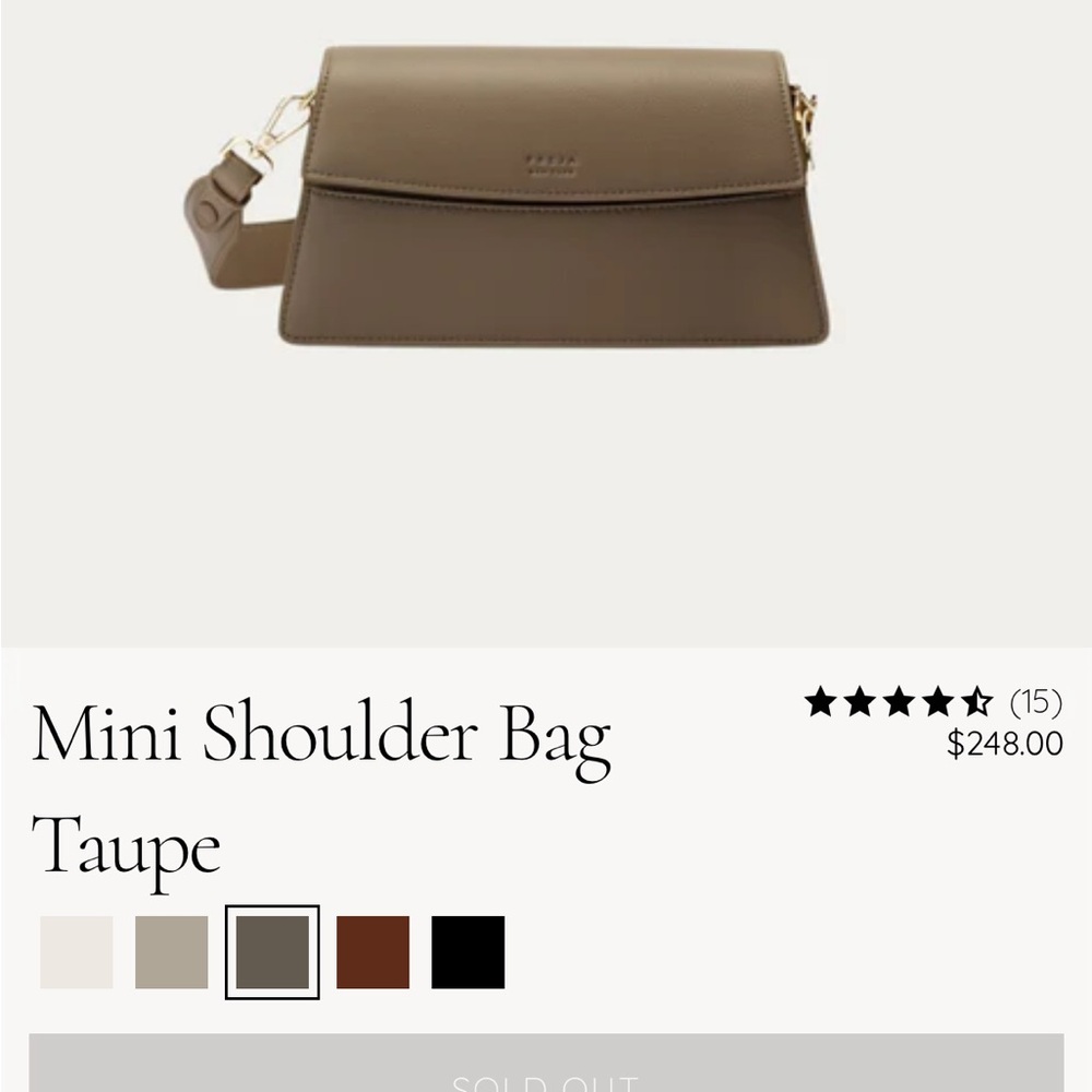 Taupe Color Crossbody Bag with Flap Closure and Shoulder Strap - Vegan Leather